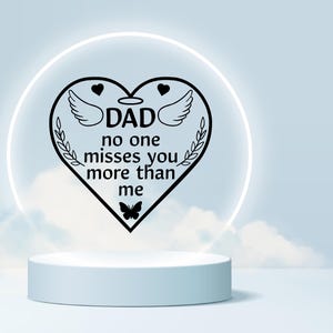 Dad No One Misses You More Than Me SVG, Grieving Daughter, Remembering You, In Memory Of, Never Forgotten, Loss Of Father, Digital Download