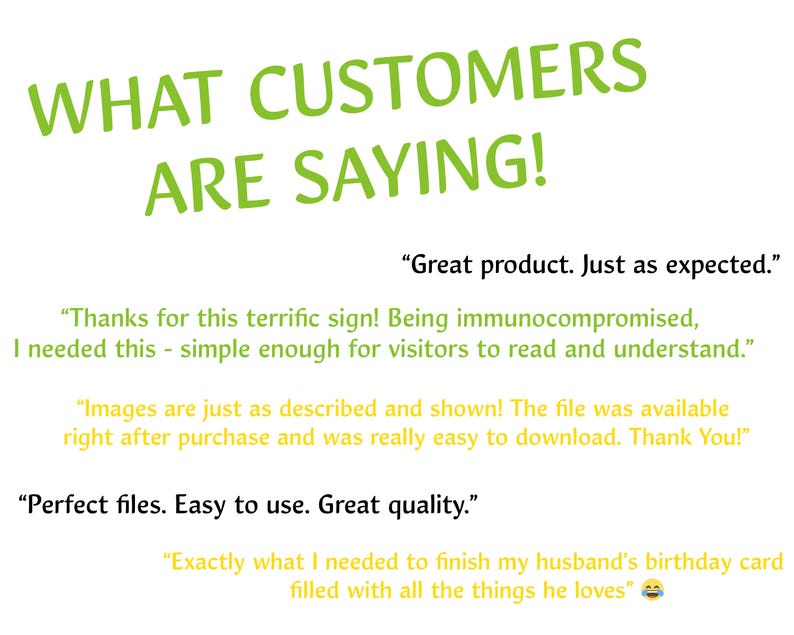 May include: A green and white graphic with the text "WHAT CUSTOMERS ARE SAYING!" and several customer reviews. The reviews are positive and highlight the quality of the product.