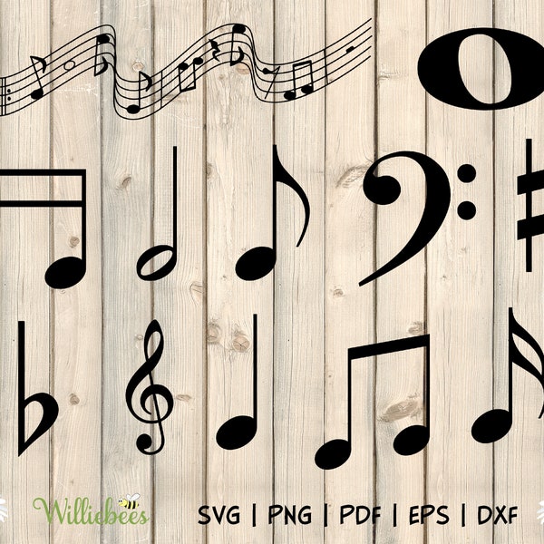 Music Note SVG Clip Art Images, Music Images, Musical Notes, Bass Clef, Music SVG, Singing, Treble Clef, Octave Clef, Instant Download