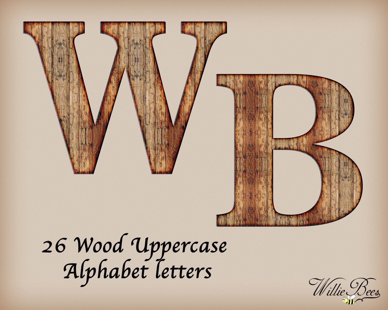 Brown Wood Uppercase Alphabet, Capital Clip Art Letters, A-Z, 26 Letters, PNG Files, Wood Alphabet Letters, 5 Inches, INSTANT Download