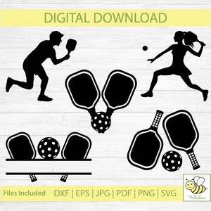 Pickleball Monogram Gift SVG, Imagens de Decalque, Remo e Bola, Homem e Mulher, Decoração de Quarto, Bolsa Esportiva, Amo o Jogo, Download Digital Instantâneo