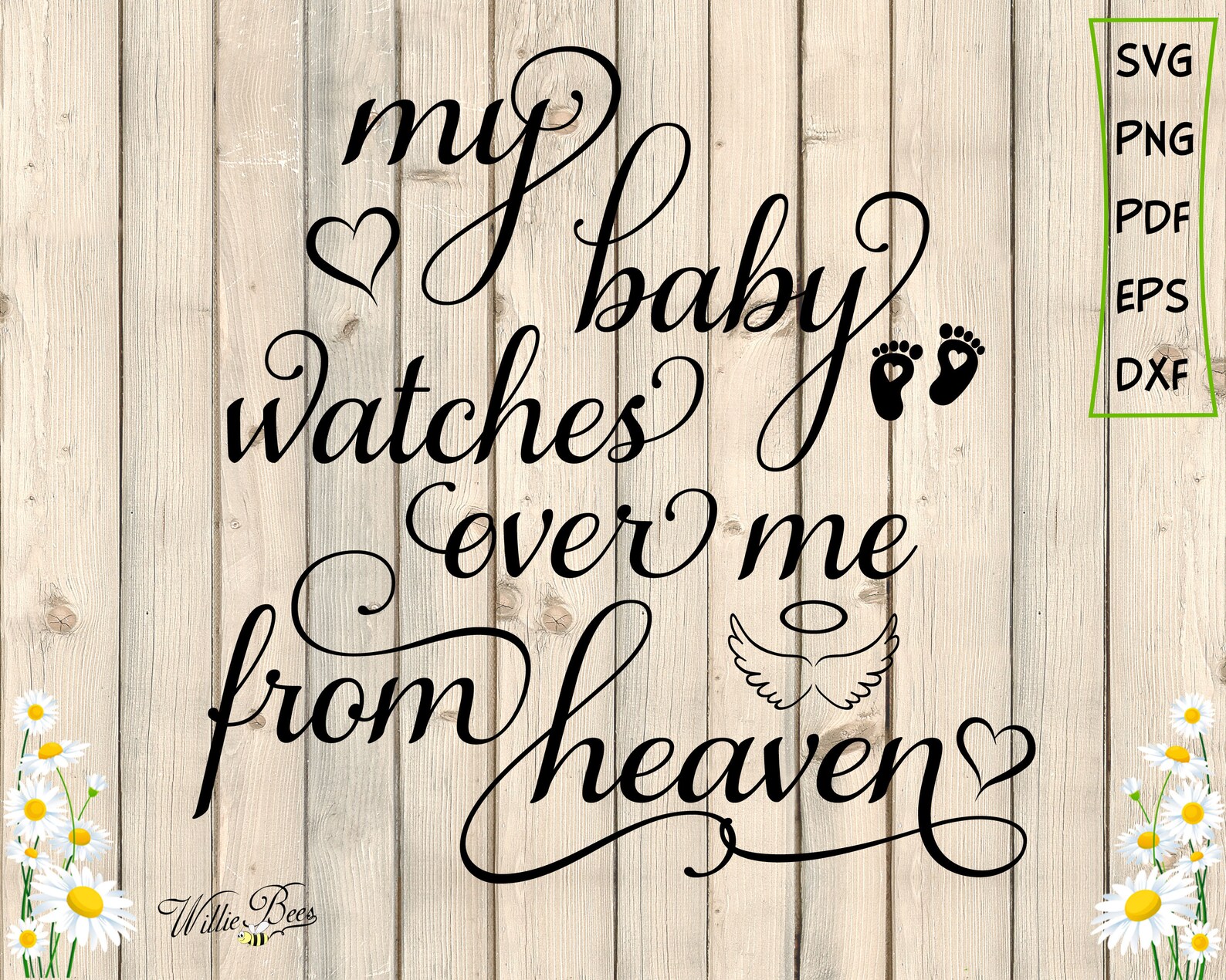 My Baby Watches Over Me From Heaven SVG Angel Wings Guardian Etsy.de