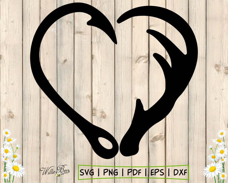 Download Fish Hook SVG Hook And Antler SVG Antler Heart Silhouette ...