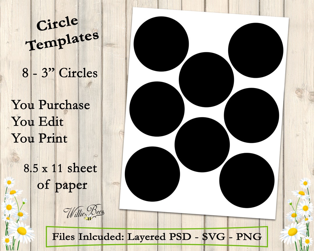 3 Inch Circle Template PSD, Circle Collage Sheet, Bottle Cap Template ...