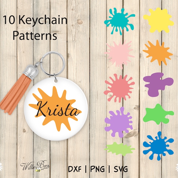 Keychain Blobs, Brush Splatter, Brush Strokes SVG, Key Ring Pattern, Abstract Shapes, Paint Drops, Commercial Use, Digital Download