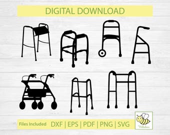 Medical Walker SVG, Elderly Walker, Rollators SVG, Walker For Senior, Assisted Walker, Mobility Device, Rolling Walker, Digital Download