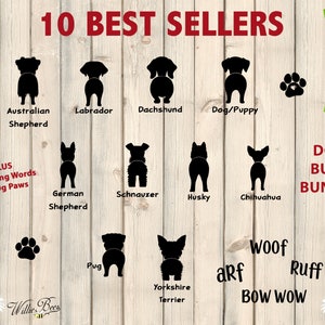 Dog Butt Bundle SVG, hondenafbeeldingen, hondenstickers, hondenpoten, hondenriemhaak, boerderijdecor, Glowforge-laser, hondenliefhebber cadeau, digitale download