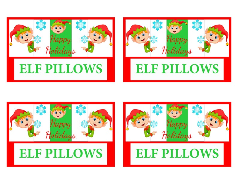 Christmas Bag Topper Elf Pillows Tags Treat Bag Toppers Etsy
