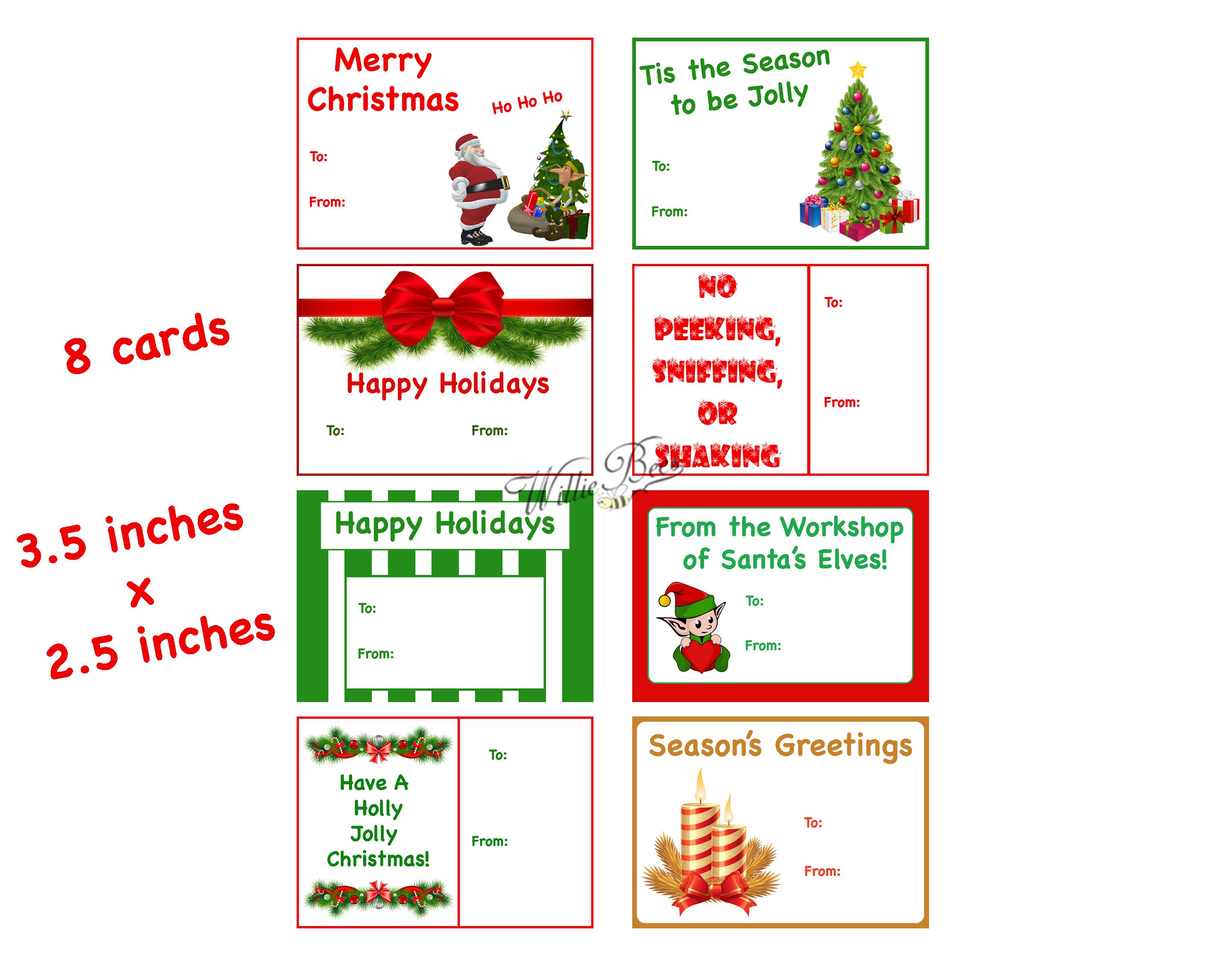 Christmas Gift Name Tags Season's Greetings Xmas Name | Etsy