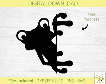 Peeking Frog SVG Clipart, Tailless Amphibien, Peeking Frosch, Kröte SVG, Frosch Bild, Frosch SVG, Frosch Silhouette, digitaler Download