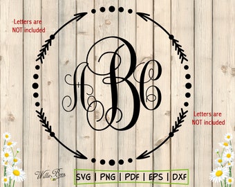 Circle Monogram Frame SVG, Arrow Circle Monogram SVG, Arrow Monogram Frame SVG, Circle Frame, Wedding Frame, Glowforge, Digital Download