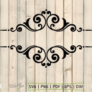 Flourish Split Monogram Frame SVG, Flourish Svg, Split Monogram Frame Cut File, Motif SVG, Glowforge Laser CNC, Digital Download