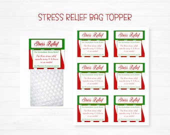 Stress Relief Gift Bag Topper, Bubble Wrap, Treat Bag Toppers, Gag Gift, Party Printable, Anxiety Relief, Work Gift, Digital Download