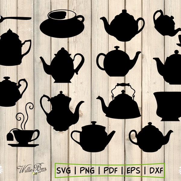 Teapot SVG, Lump Of Sugar, Teacup SVG, Tea Kettle, Cricut File, Vinyl Clipart, Teapot Stencil, Tea Time, Kitchen Clipart, Digital Download