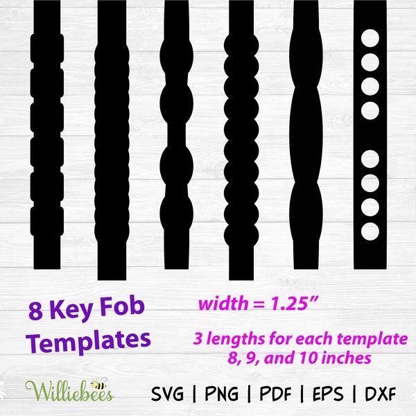 Wrist Key Fob Chain Template SVG, Wristlet Cricut Cut File, Faux Leather, Bracelet Template, Purse Fob, Digital Download