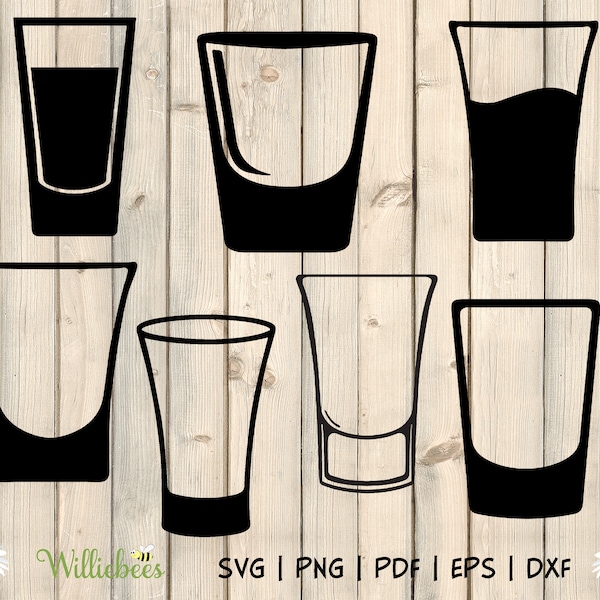 Shot Glasses SVG Bundle, Alcoholic Drink, Drinking Party, Liquor SVG, Vector Clipart, Pour Me A Shot, Digital Art, Digital Download