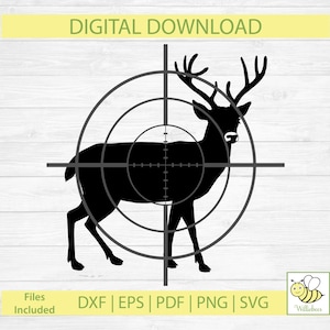 Deer In Crosshairs SVG, Buck In Gun Sight, Deer In Scope, Deer Hunting, Gone Hunting, Hunting Season, Vehicle Decal, Digital Download