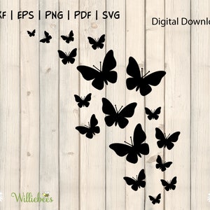 Fliegende Schmetterlinge SVG, Schmetterling Silhouette, geschnitten Datei, Schwarm schöner Schmetterlinge, Memorial Design, Foto Overlay, digitaler Download
