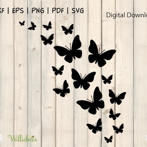 Flying Butterfly SVG, Butterfly Silhouette, Cut File, Swarm Of Beautiful Butterflys, Memorial Design, Photo Overlay, Digital Download