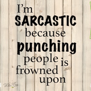 I'm Sarcastic Because Punching People Is Frowned Upon, Rude Quote, Sassy Shirt Quote, Mug Quote, Sarcastic People, Digital Download