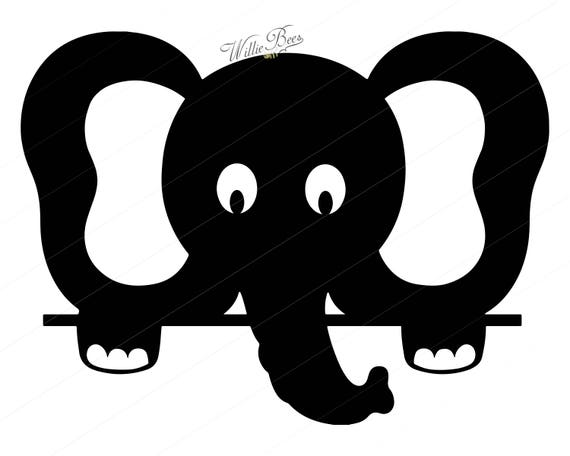Download Peeking Elephant Silhouette Clipart 12 inches Elephant | Etsy