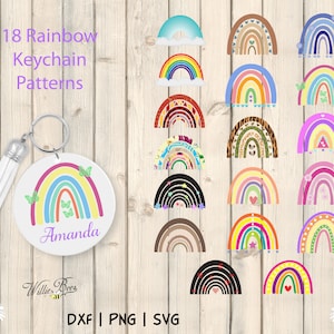 Patrones de llavero arcoíris, imágenes Boho, llavero SVG, patrón de llavero, patrones coloridos, llavero SVG, llavero divertido, descarga digital