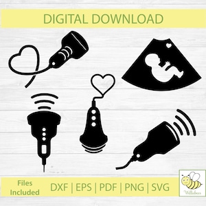 Echografie sonde transducer ontwerp, echografie SVG, echografie technicus, echografie sonde, arts, geluidsgolven, digitale download
