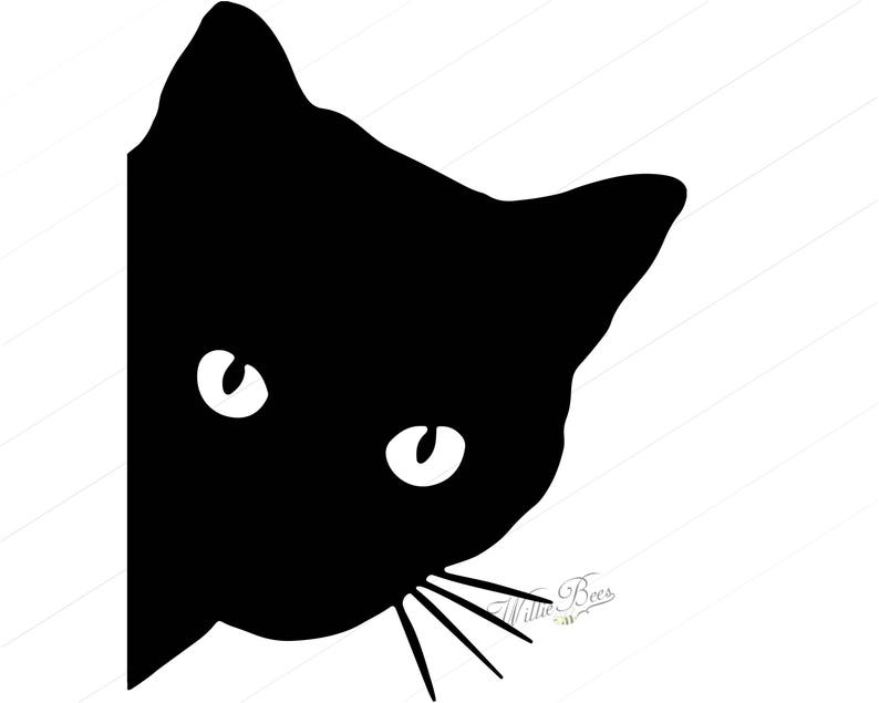 Peeking Black Cat SVG Silhouette Clipart Feline SVG Image | Etsy