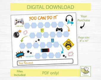 Printable Video Game Reward Chart, Gamer Behavior Chart, Gaming Routine Board, Video Game Kids Sticker, Youth Daily Chore, Digital Download