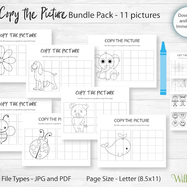 How To Draw For Kids, Family Fun Activity, Kids Learn To Draw, Child's Drawing, Learning Activity, Copy The Picture, Digital Download