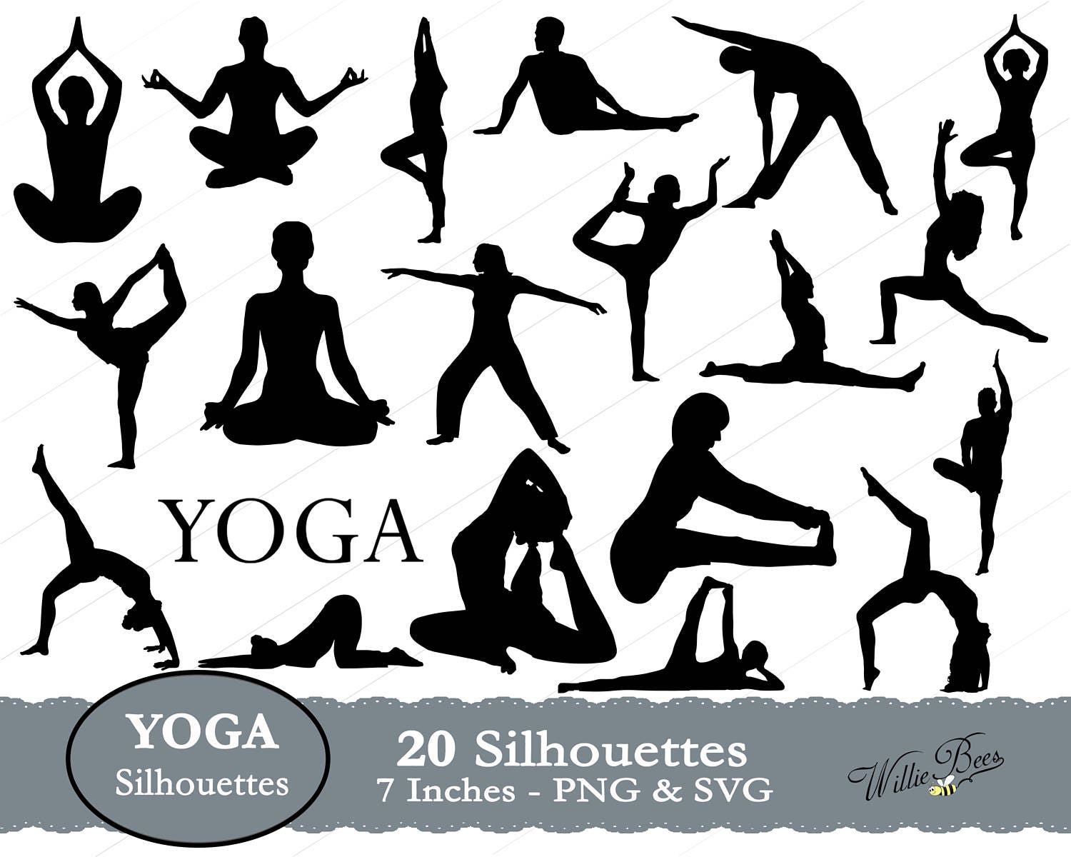 Download Yoga SVG Yoga Silhouette Clip Art Relax Yoga Stretches | Etsy