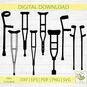 Crutches SVG, Walking Aid, Mobility Aid, Injury Crutch, Disability Stick, Hospital Medical, Disability Equipment, Digital Download