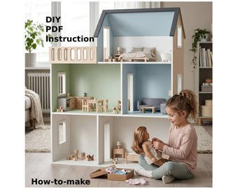 Casa de bonecas com varanda para American Girl ou bonecas de 18 polegadas Planos em PDF Instruções passo a passo - NÃO É UMA casa REAL