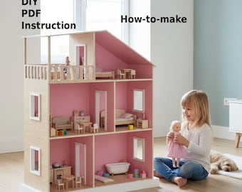 Projetos em PDF para casa de bonecas com varanda para bonecas de 18 polegadas