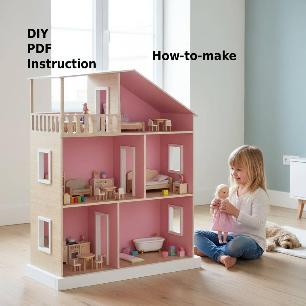 dollhouseページ Dollhouse With Balcony PDF Plans for 18-inch Dolls - Etsy