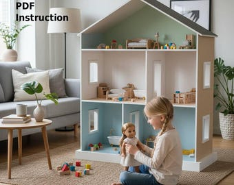 Projetos em PDF para casas de bonecas American Girl de 18": instruções passo a passo (download digital)
