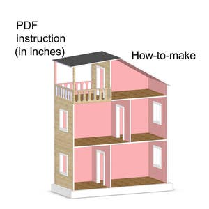 Puppenhaus mit Balkon für American Girl oder 18-Zoll-Puppen PDF-Pläne Schritt-für-Schritt-Anleitung - NICHT TATSÄCHLICHES Haus