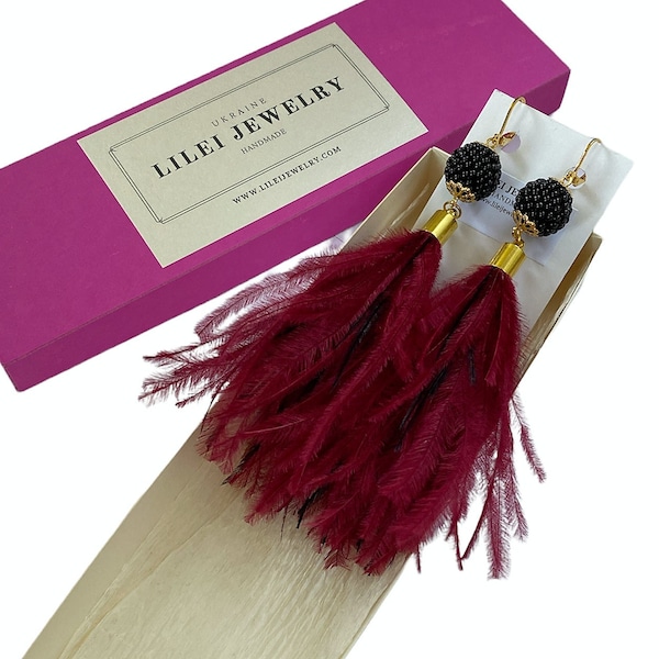 Long Feather Earring Etsy