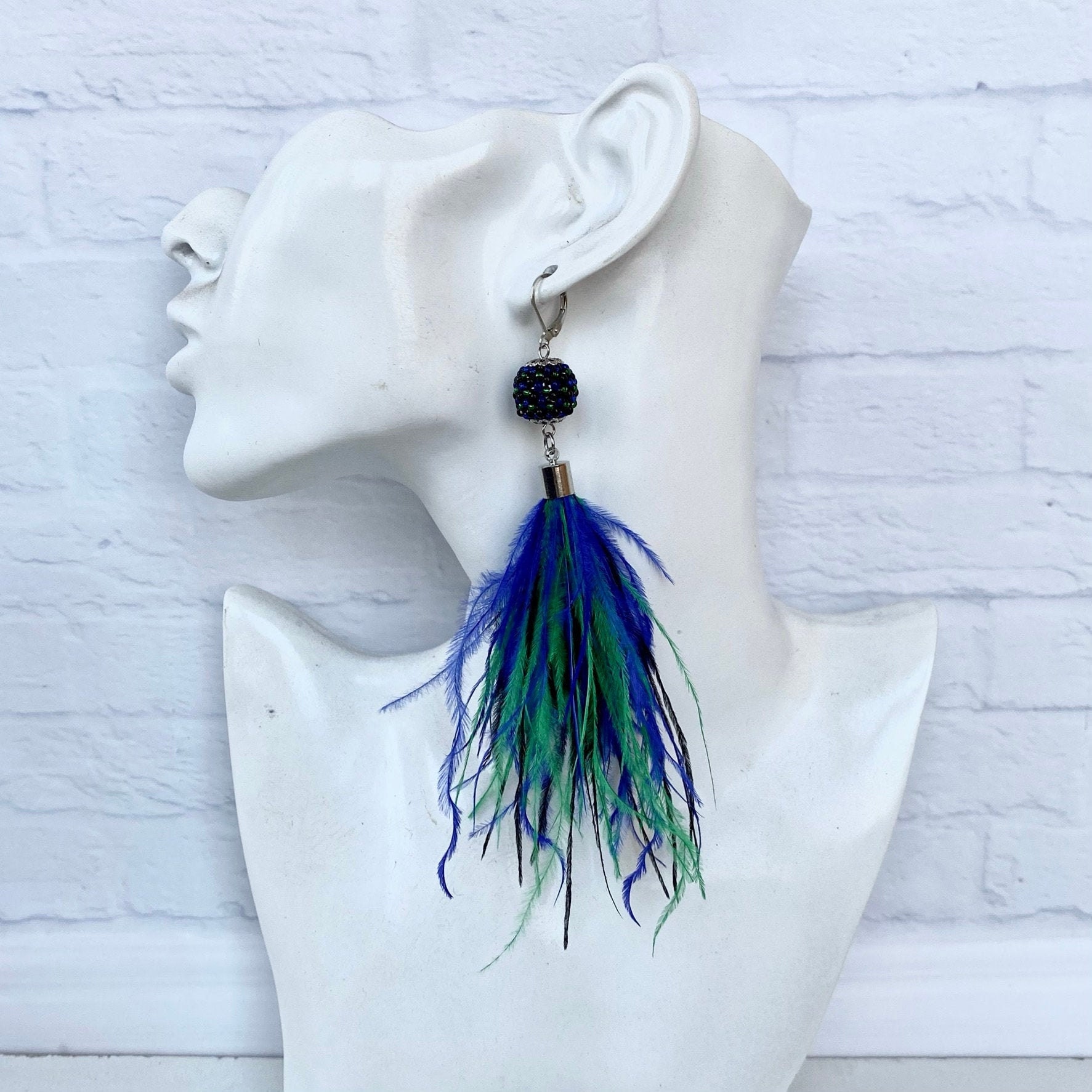 Pfauen Baumspitze Mit Federn - Weihnachtsbaum Dekoration Blau