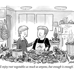 Signed print of my New Yorker cartoon &quot;Root Vegetables&quot;