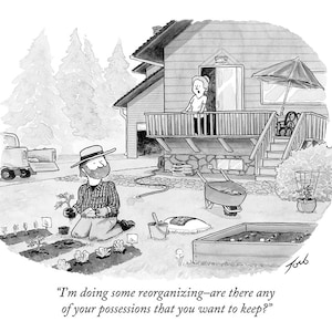 Impresión de la caricatura del New Yorker "Estoy reorganizándome"