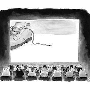 Afdruk van mijn New Yorker-cartoon "Shoeveter: The Movie"