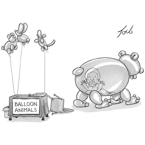 Signed print of my New Yorker cartoon "Balloon Animals"