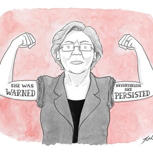 Print of New Yorker cartoon "Elizabeth Warren - She Persisted"