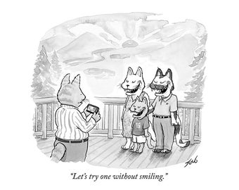 Signed print of my New Yorker cartoon &quot;Let&#39;s Try One Without Smiling&quot;