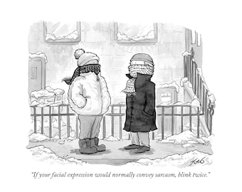 Signierter Kunstdruck meiner New Yorker Cartoons ""Blink Twice"""