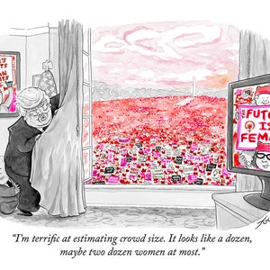 Signed print of my New Yorker cartoon &quot;I&#39;m Terrific At Estimating Crowd Size&quot;