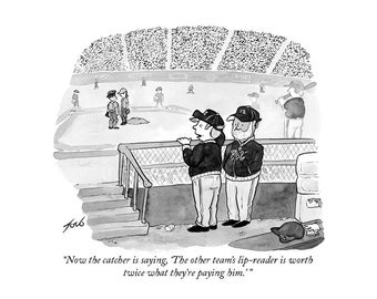 Handsignierter Kunstdruck meiner New Yorker Karikatur "The Andere Team's Lip-Reader"