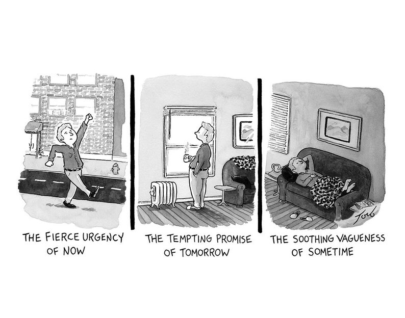 Signed print of my New Yorker cartoon The Fierce Urgency of Now image 1