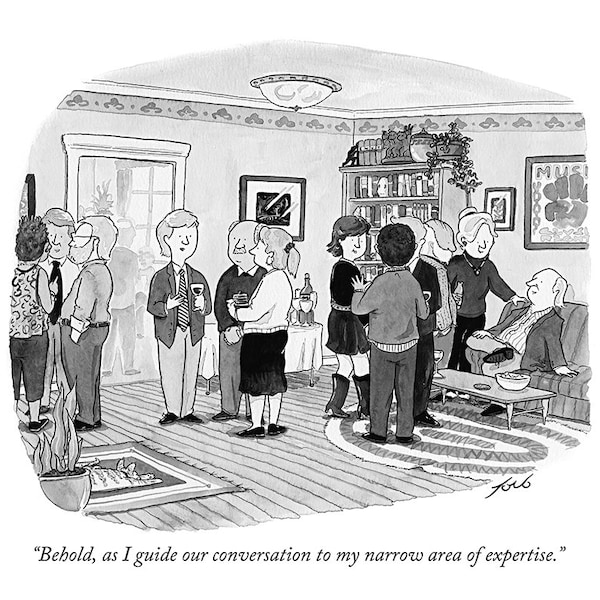 Signed print of my New Yorker cartoon "Behold As I Guide Our Conversation"